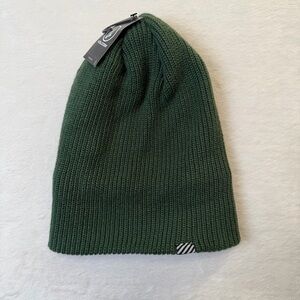 Volcom Green Ribbed Knit Beanie Hat One Size Acrylic Logo NWT Skate